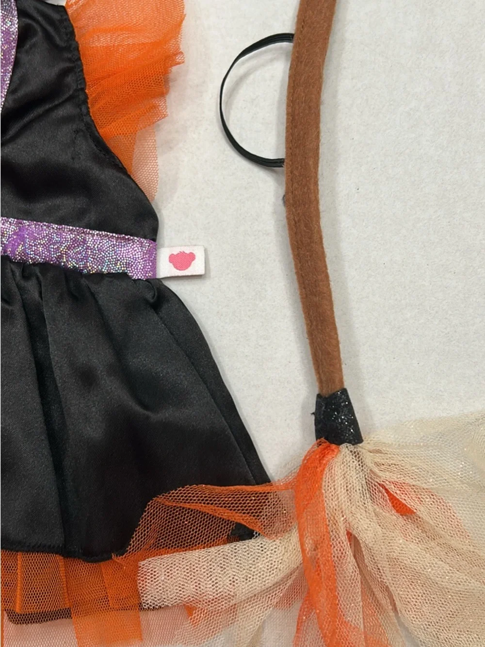 Build-A-Bear Black, Orange & Purple Witch Dress Costume with Hat and Broom